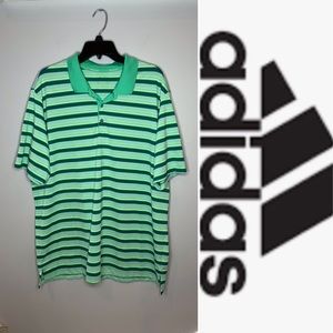 EUC Adidas ClimaCool Multi Green Stripe Golf Polo Mens Size XL Micro Vented